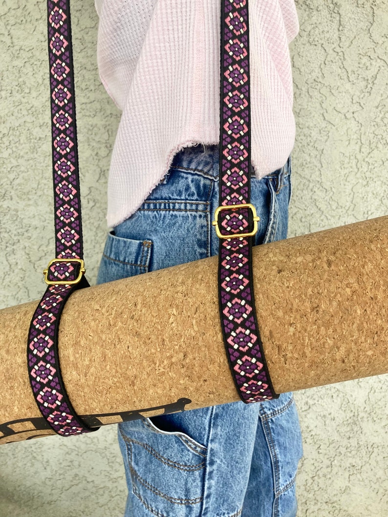 Yoga Mat Strap, Yoga Gifts, Adjustable Crossbody Carrying Strap for Picnic Blankets or Beach Towels image 2