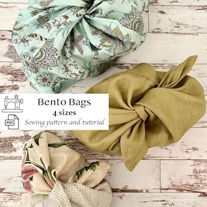 PDF Nähmuster für Bento Taschen, Nähanleitung für eine Projekttasche stricken, eine wiederverwendbare Geschenktasche nähen, eine Brottasche nähen und für die Aufbewahrung von Obst und Gemüse