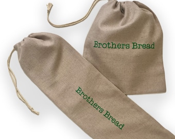 Linen Bread Bag, Personalized Gift for Homemade Bread, Custom Gift for Bread Baker, Embroidered Drawstring Bag for Storage