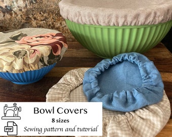 Patron PDF pour couvre-bols élastiques | Patron et tutoriel de couture d'un couvre-plat réutilisable pour boulanger | Projet de couture facile pour les débutants