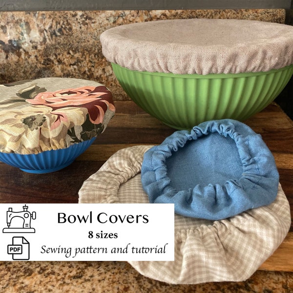 PDF Pattern for Elastic Bowl Covers | Sewing Pattern and Tutorial for Reusable Dish Cover for Bakers | Easy Sewing Project for Beginners