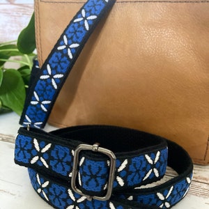 Floral Purse Strap, Adjustable Woven Bag Strap, Replacement Crossbody Strap, Embroidered 1 Thin Handbag Strap image 4