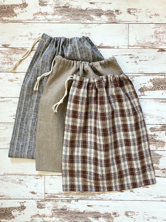 Linen Bread Bag for Homemade Bread, Reusable Drawstring Bag Made in USA, Zero Waste Produce Bag, Bread Baking Gift
