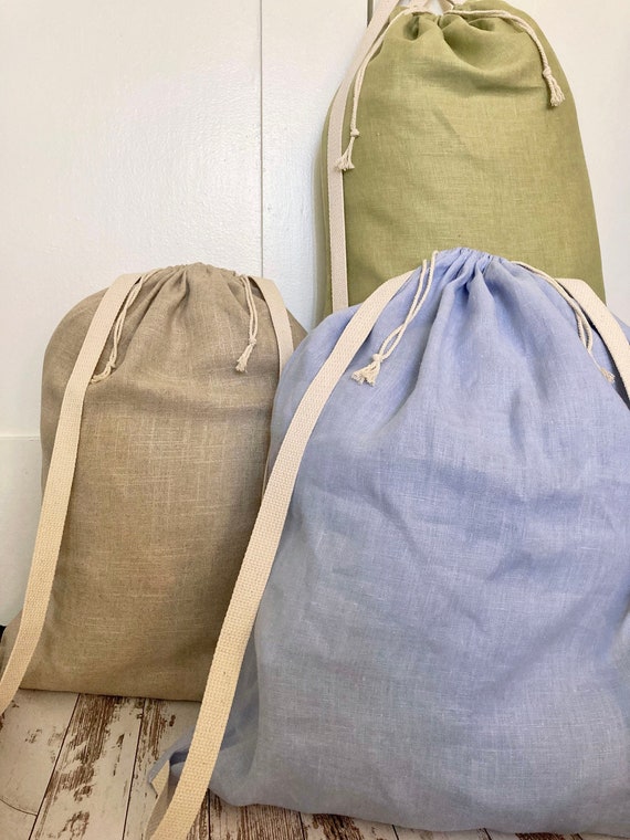 Laundry Bag Backpack Large Linen Drawstring Bag High School 