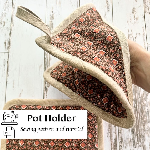 PDF Pattern for Pot Holder, Sewing Pattern and Tutorial for Quilted Hot Pad with Hanging Loop and Pocket, Sew a Homestead Kitchen Gift
