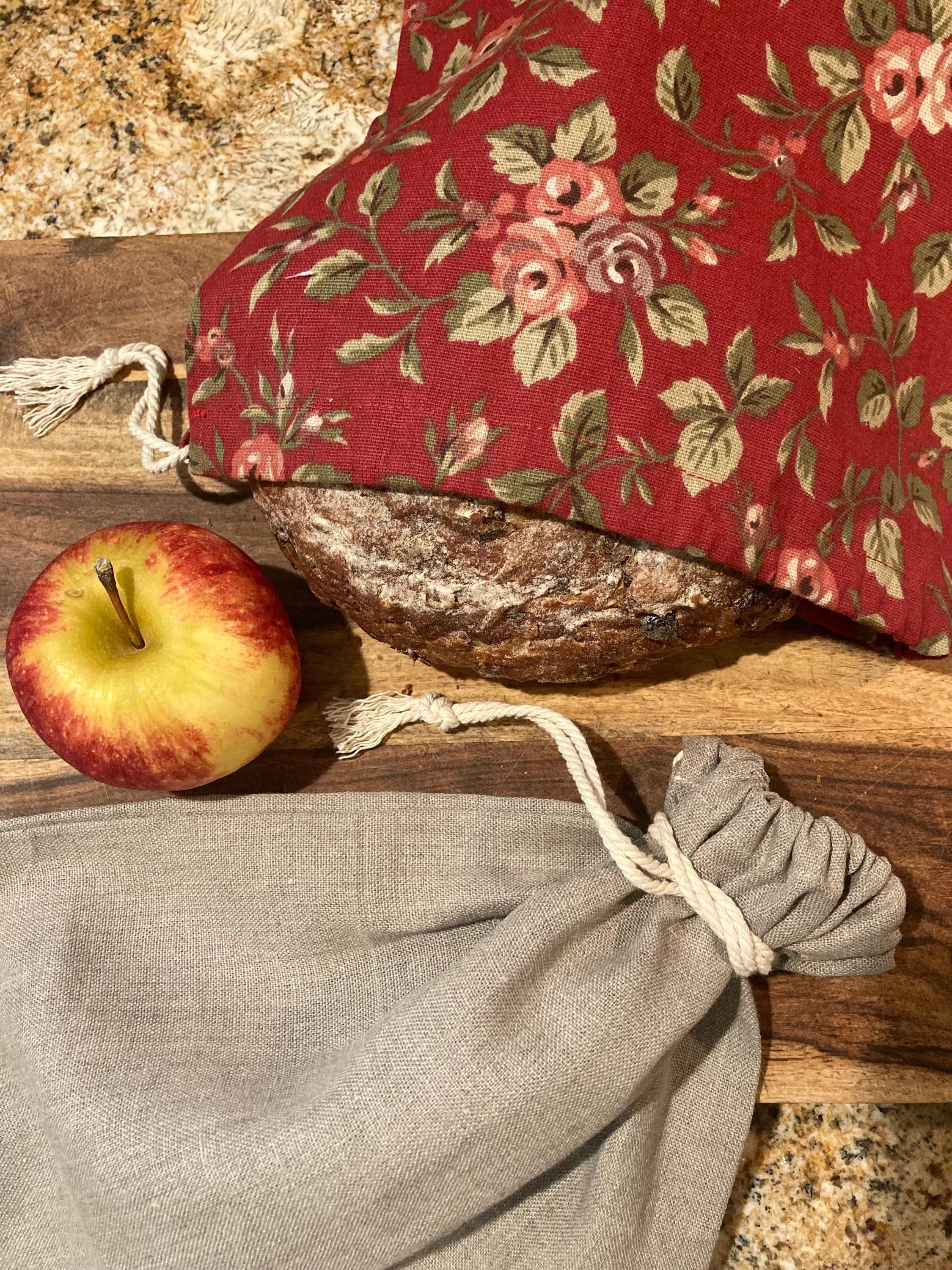 Linen Bread Bag, Bread Bag for Homemade Sourdough Bread, Reusable Produce Bag, Food Storage, Made in USA, Bread Baker Gift