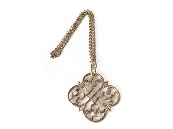 Rhinestone Quatrefoil Clover Necklace Renaissance Jewelry