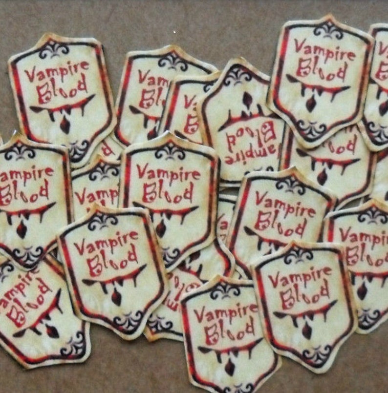 28 mini labels 'Vampire Blood' for little bottles | Etsy