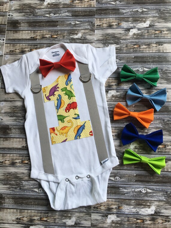 Boys Dinosaur First Birthday Onesie Dino Cake Smash Outfit Etsy