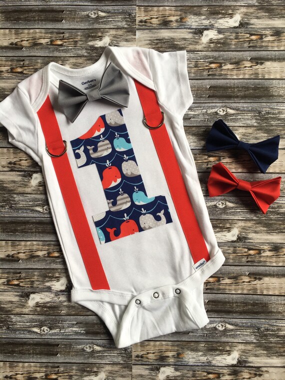 Boys First Birthday Nautical Theme Onesie 1st Birthday Whale Etsy