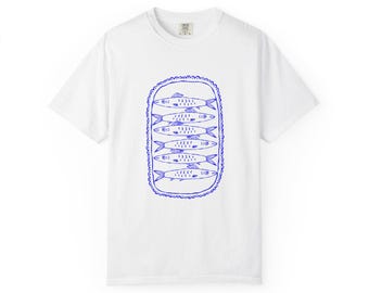 Le plat du jour Sardines T-Shirt | Amalfi blue line drawing