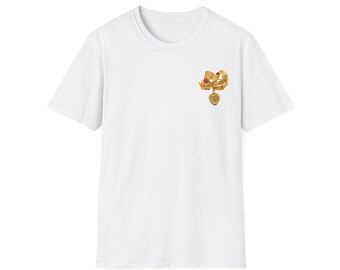 Gold Ribbon Heart charm T-Shirt | Ships from US