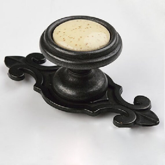 Items similar to Rustic Style Ceramic Decorative Drawer Knobs Black