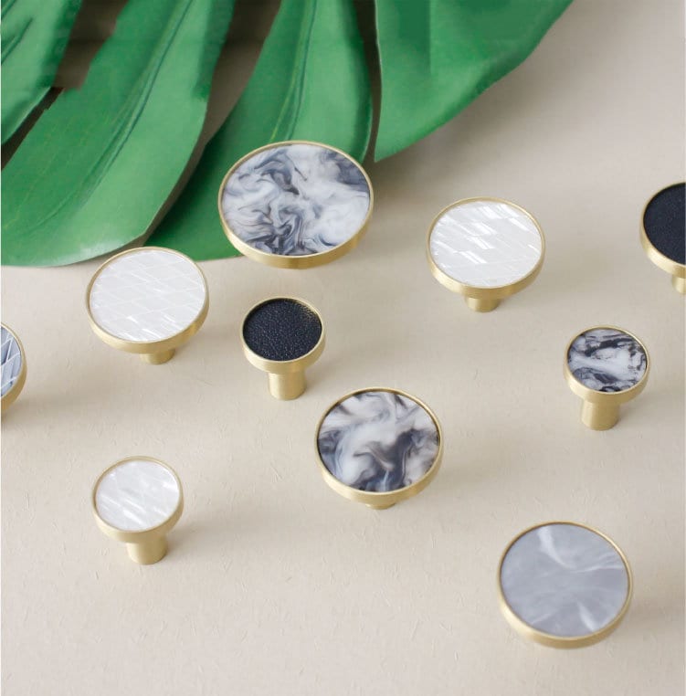 Single Hole Leather Brass Knob Marble Knob Kitchen Etsy