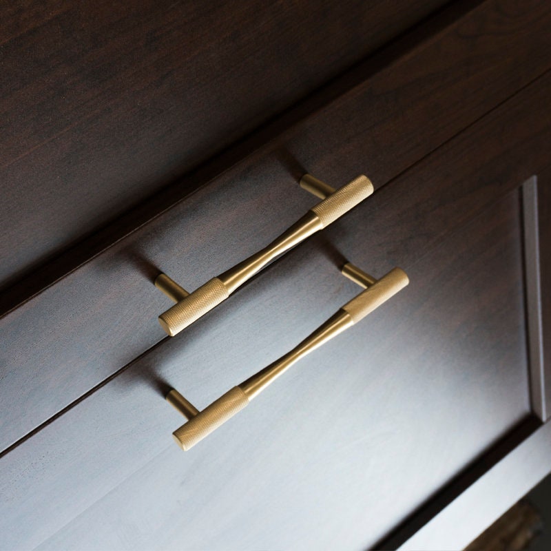 Solid Brass Wardrobe Handle Golden Knurled Door Handle Etsy