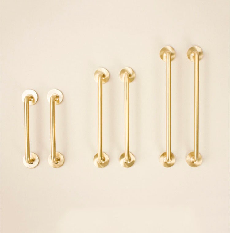 Solid Brass Wardrobe Door Handle Golden Metal Drawer Pull Etsy