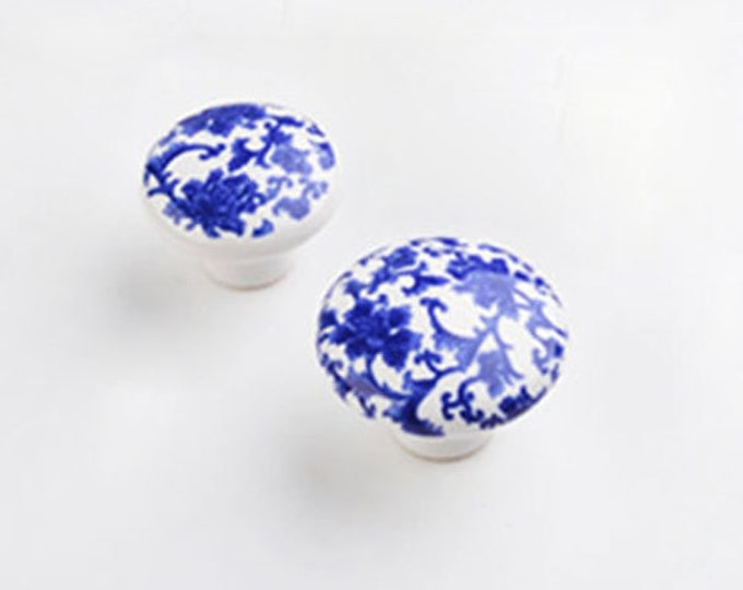 Blue and White Porcelain Cabinet Knobs and Pulls - Pastoralism ...
