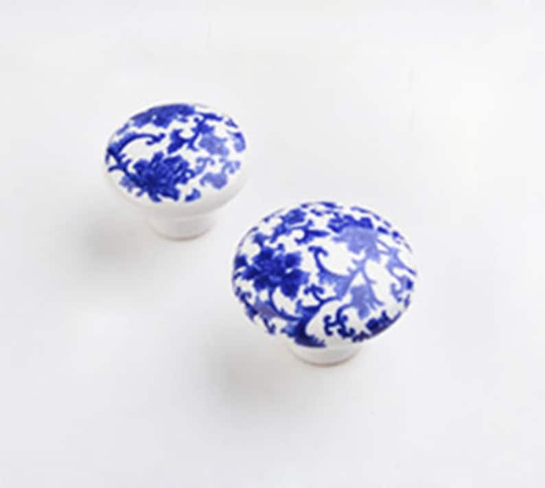 Blue And White Porcelain Cabinet Knobs And Pulls Pastoralism Etsy