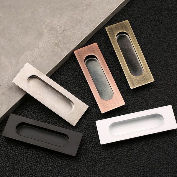 Invisible Drawer Kitchen Armoire Garde-robe Pull Handle, Poignée de porte coulissante intégrée, 3.7"4.25 » Stainless Steel Hidden Furniture Hardware A70