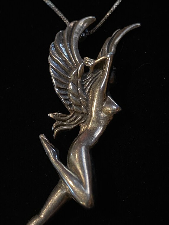 Vintage Sterling Silver Art Nouveau Nude Angel~Ny… - image 7