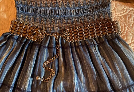 Vintage 1970’s Boho Leather & Metal Woven Belt... - image 1