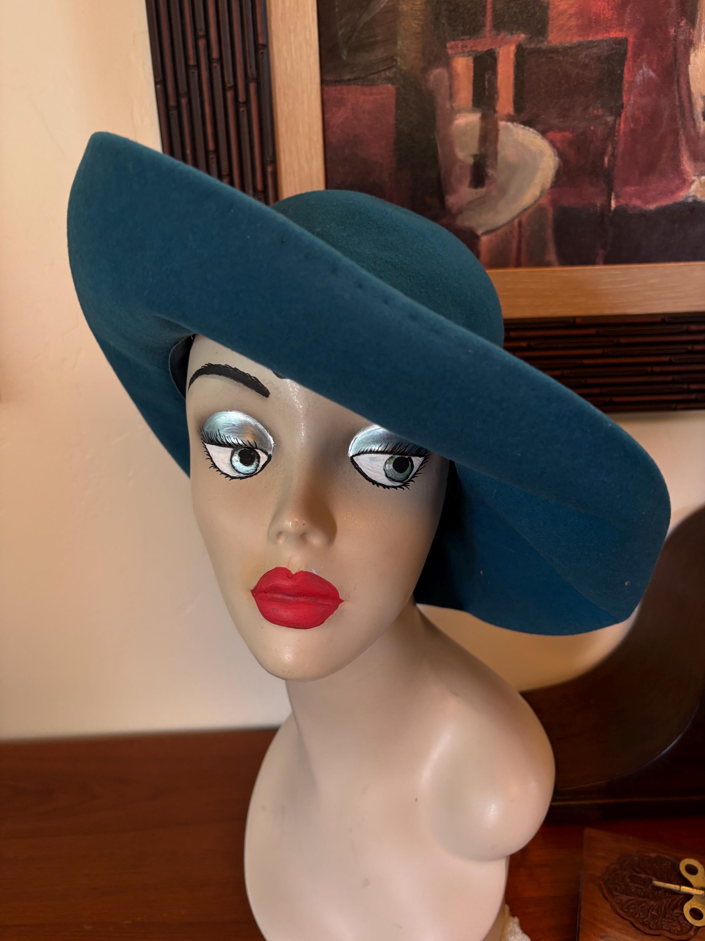 Vtg 50s Henry Pollack NYC Wool Felt Cloche Hat W/Feather & Ribbon Accent Vintage Ritz Hat - Etsy main image 4