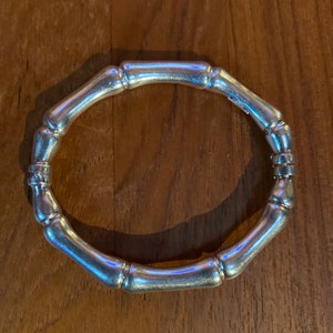 Modernist Sterling Silver Bamboo Hinge Bracelet ~ Vintage 1970s...