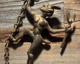 Teufel Satan Bronze Kamin Klappe Pull ~ Viktorianische Ära Antik 1900-1910 ~ Alles Original in ausgezeichnetem Zustand! Will Mit Dir Abhängen!