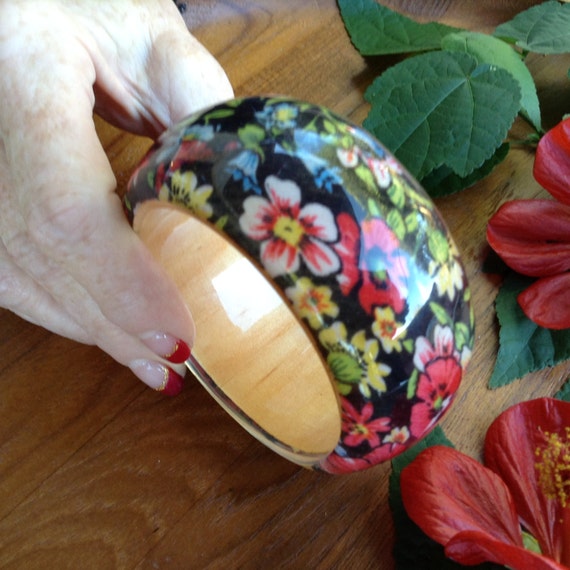 Mid-Century Vintage Handmade Flower Material Enca… - image 3