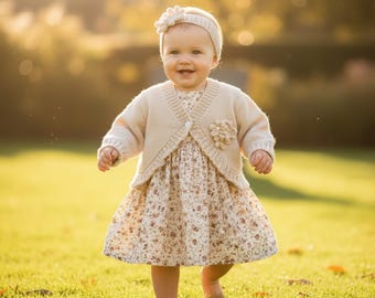 Hand-Knitted Baby Cardigan & Headband Set: Soft knitted Bolero