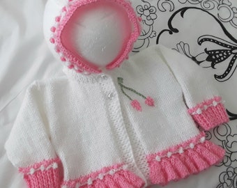 Hand knitted girls sweater, Girls cardigan, Baby girl cardigan, Girls knitwear, Girls hoodie, baby shower gift, toddler sweater,