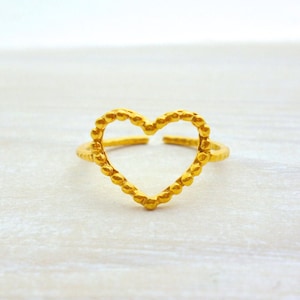 Heart Ring Silver or Gold, Adjustable Minimal Ring, Heart Jewelry, Love Promise Delicate Ring, Girlfriend Gift, Valentines Day Gift for her