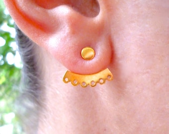 Gold Plated Ear Jacket Earrings: Handmade Minimalist Jewelry