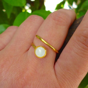 White Circle Ring, Gold Ring, Rose Gold Ring, Simple Ring, Tiny Ring, Everyday Ring, Minimal Ring, Dainty Ring, Enamel Ring, Adjustable Ring