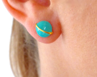Saturn Enamel Stud Earrings: Galaxy Space Jewelry