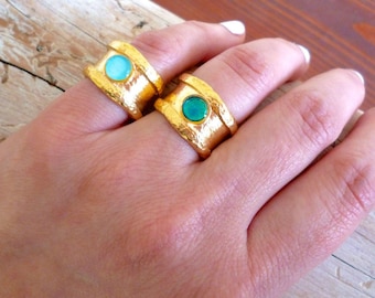 Wide Gold Plated Ring: Adjustable Handmade Jewelry For Women