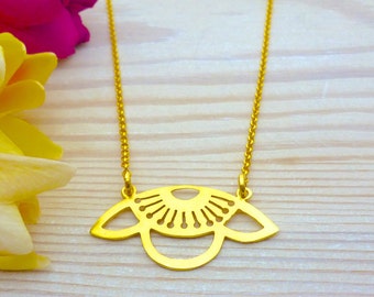 Gold Filigree Flower Pendant Necklace: Handmade Floral Jewelry