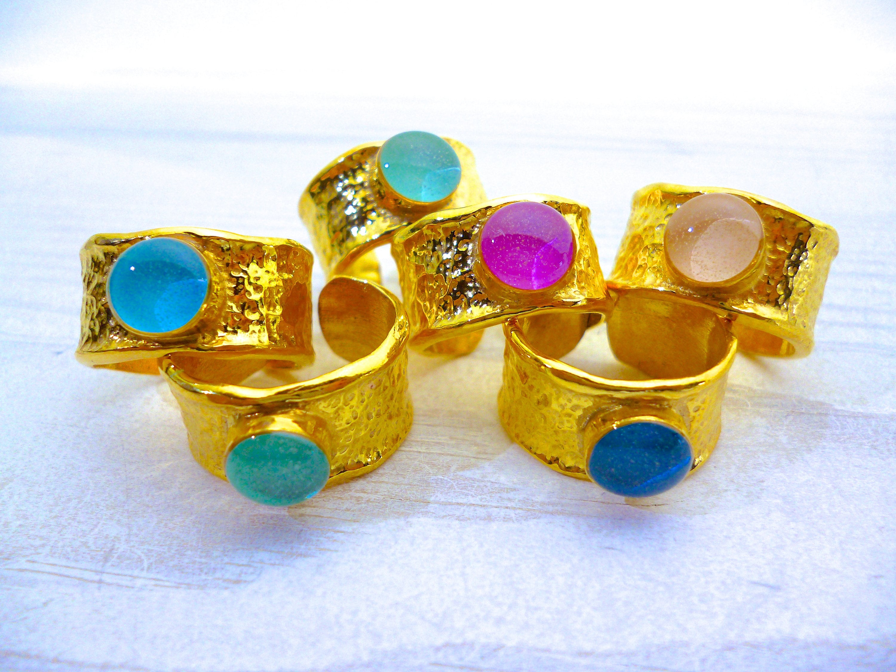 Chunky Resin Gold Adjustable Ring Personalized Gift for Etsy UK