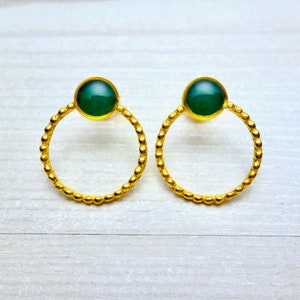 Circle Personalized Enamel Stud Earrings, Gold Round Post Earring Studs, Unique Mothers Day Gifts for women, Handmade Modern Elegant Jewelry