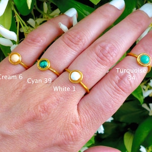 Personalized Gifts for Women, Enamel Resin Jewelry, Dot Gold Ring, Minimalist Ring, Round Ring, Dainty Gold or Silver Ring, Adjustable ring