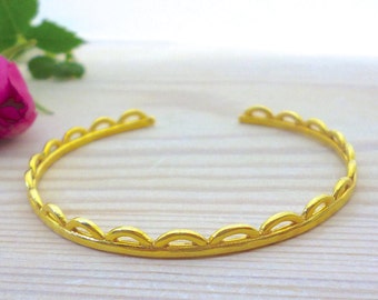 Women Open Cuff Bangle Gold Bracelet, Brass or Sterling Silver Jewelry, Simple Handmade Minimalist Adjust Bracelets, Unique gifts for her