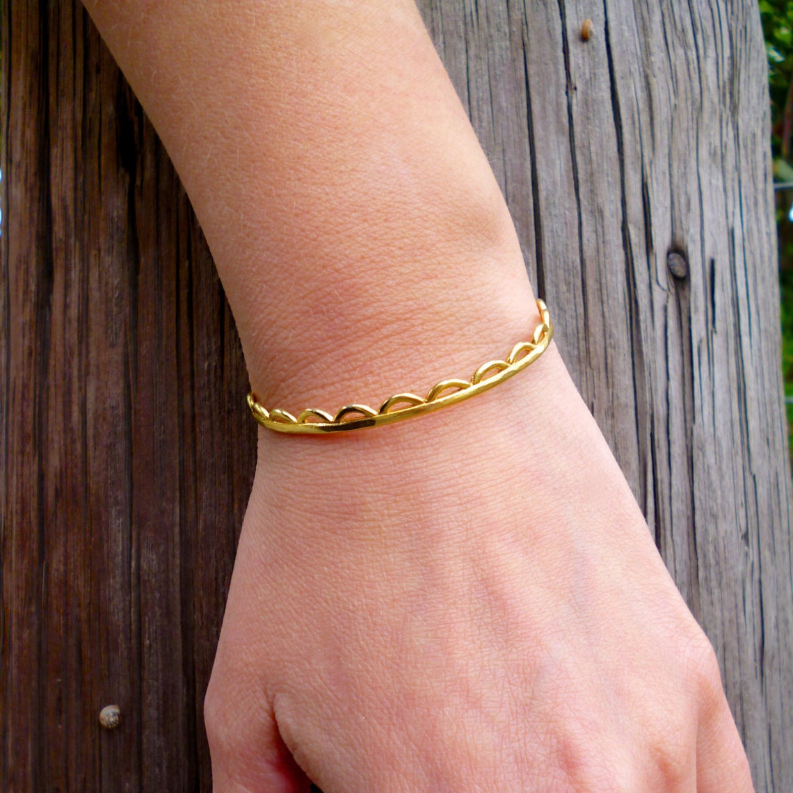 Women Open Cuff Bangle Gold Bracelet Brass or Sterling Silver Etsy