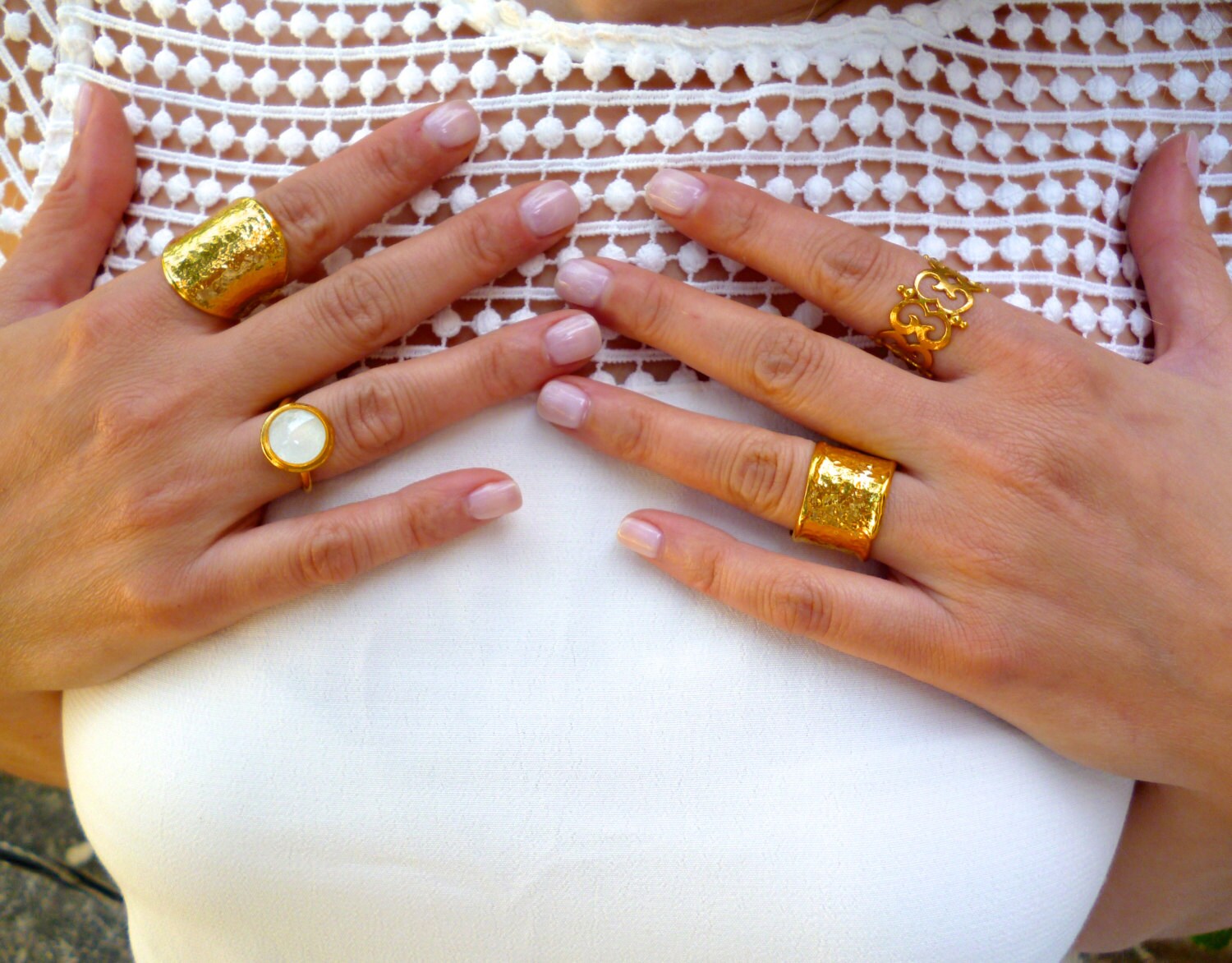 Anillo Largo Anillo Oro Mujer Anillos Grandes Para Dama Anillos De