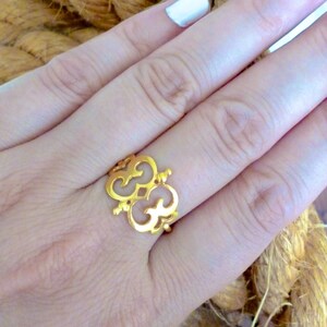 Gold Filigree Ring, Wide Band Ring, Geometric Ring, Vintage Ring, Neoclassical Ring, Elegant Ring, Christmas Gift for Her, Evangelos Logo
