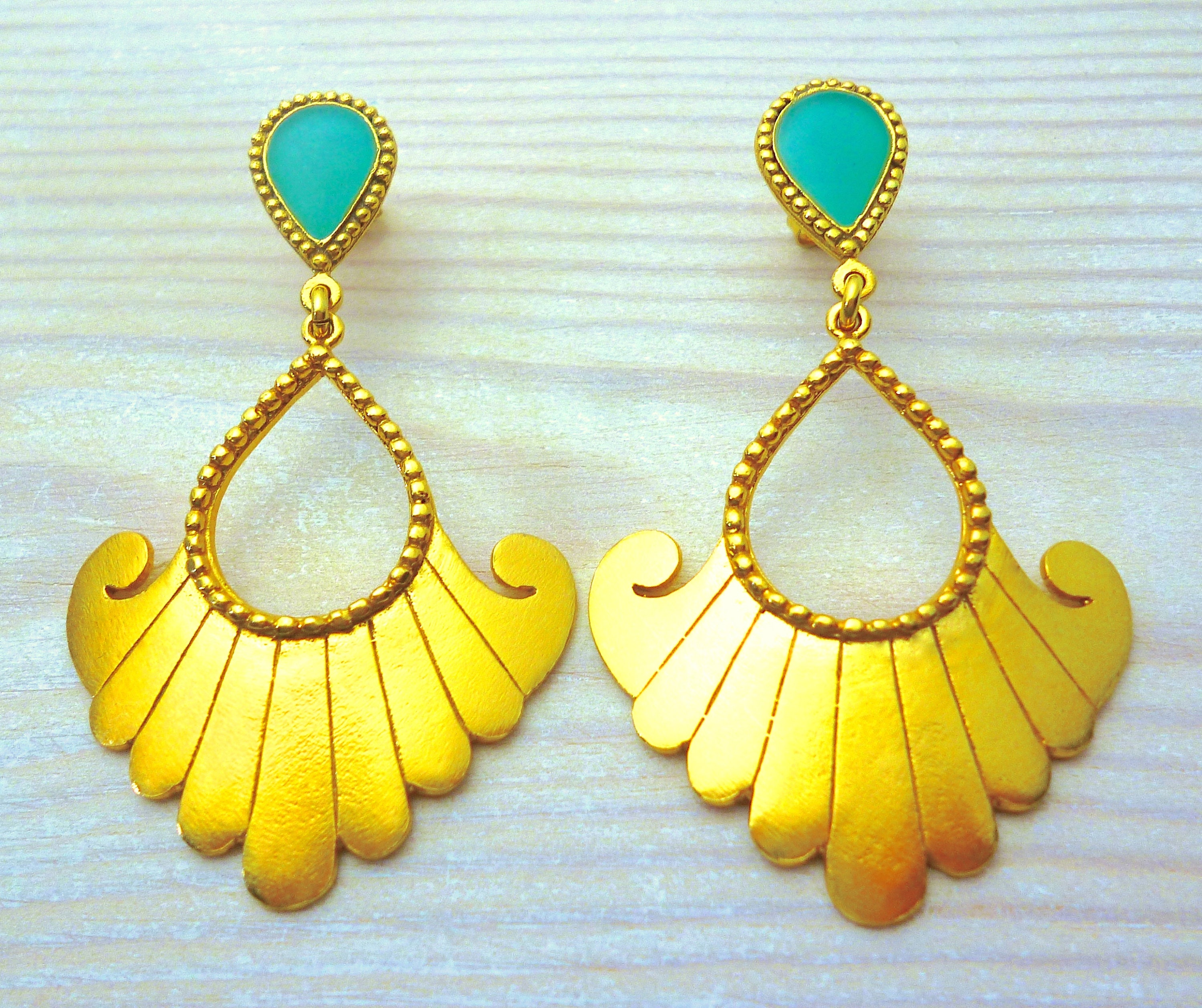 Handmade Summer Statement Jewelry Turquoise Earrings Greek Etsy