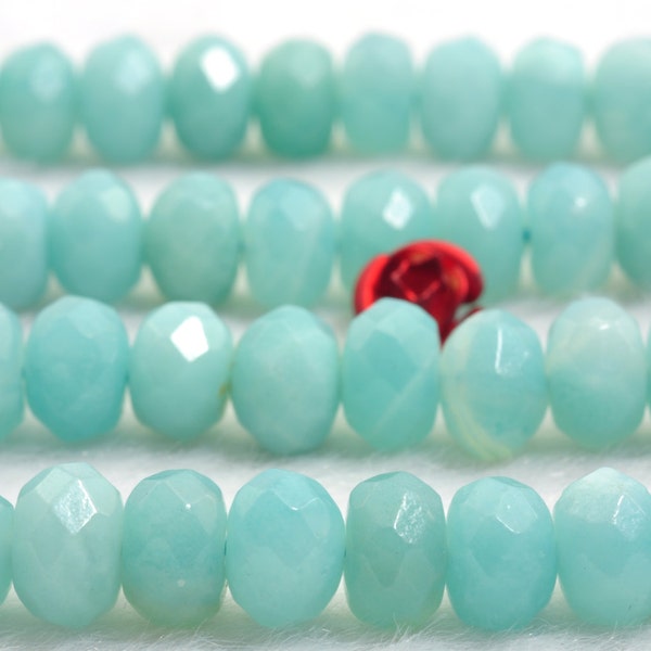 76 pcs of Natural Amazonite  faceted rondelle beads in 5x8mm (0278#)