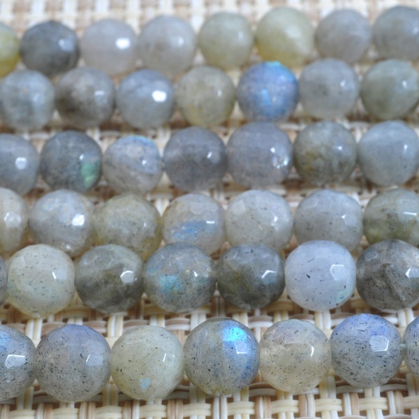 62 pcs of Labradorite faceted round beads in 5mm