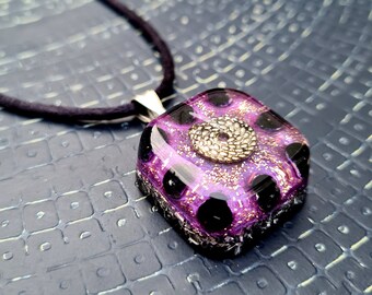 Orgone Pendant w/ Onyx - Sacred spiral - Root chakra protection, healing and balance - Empath lightworker jewelry - Small