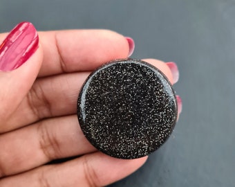 Orgone phone button - Black glitter - EMF Shield - Black Tourmaline and Shungite - Stick-on for mobile/cell phones, tablets and laptops