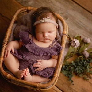 Newborn Knitting PATTERN - Newborn Size Violetine 2 piece set - Instant Download PDF - Photography Prop  Newborn  Reborn size